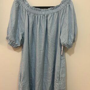Time and Tru Light Blue Off-Shoulder Dress
